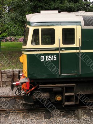 Cab of green train