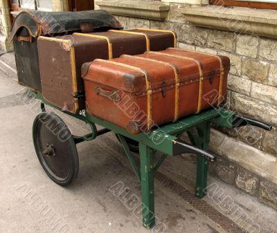 Old fashioned  luggage on trolley
