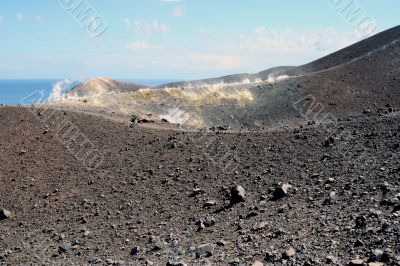 Volcano in Aeolian Islands at summer