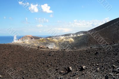 Volcano in Aeolian Islands at summer