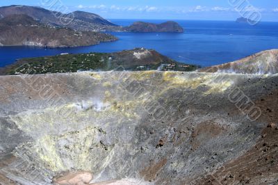 Volcano in Aeolian Islands at summer