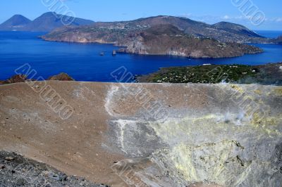 Volcano in Aeolian Islands at summer