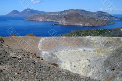 Volcano in Aeolian Islands at summer