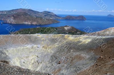 Volcano in Aeolian Islands at summer