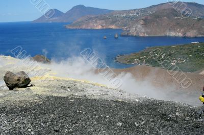 Volcano in Aeolian Islands at summer