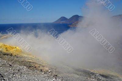 Volcano in Aeolian Islands at summer