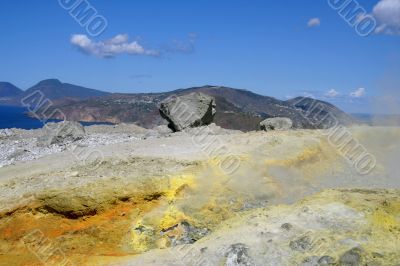 Volcano in Aeolian Islands at summer