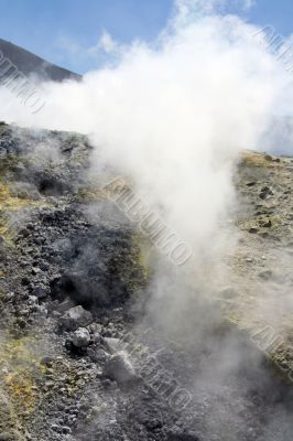 Volcano in Aeolian Islands at summer