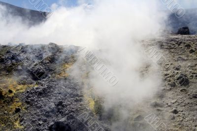 Volcano in Aeolian Islands at summer