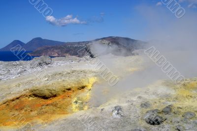 Volcano in Aeolian Islands at summer