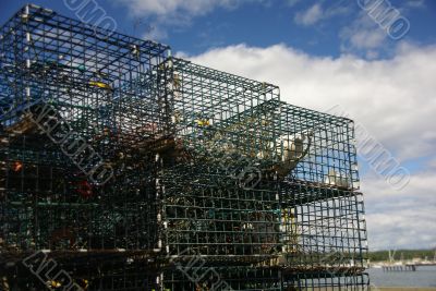 Detail, Lobster traps on wharf