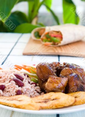 Stewed Chicken with Rice and Vegetables - Jamaican Style