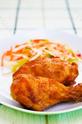 Fried Chicken with Sauce - Caribbean Style