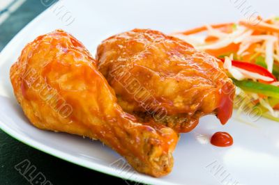 Fried chicken with Sauce - Caribbean Style