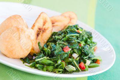 Callaloo Vegetable (Spinach) and Friend Dumplings - Caribbean St