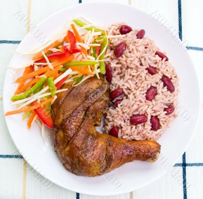 Jerk Chicken with Rice - Caribbean Style