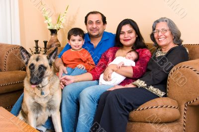 East Indian family at home