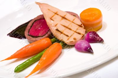 Grilled Chicken Breast with Veal Tenderloin Terrine