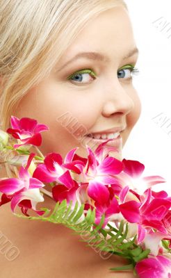 lovely blond with orchid