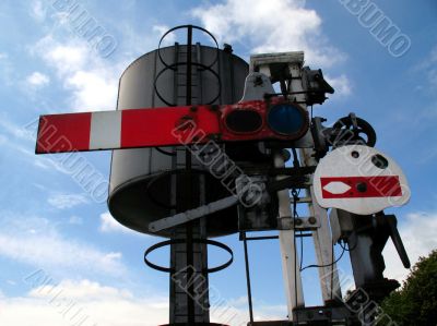 Railway signal and water bowser