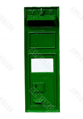 isolated green victorian postbox