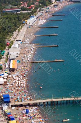 panorama of crowded beach