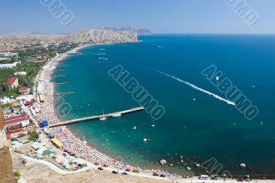 aerial view of crowded beach