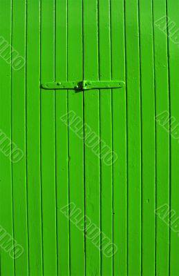 bright green wooden panel