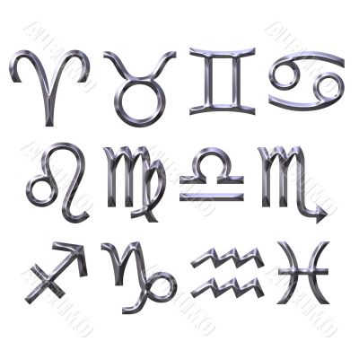 3D Silver Zodiac Signs