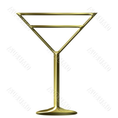 3D Golden Cocktail Glass