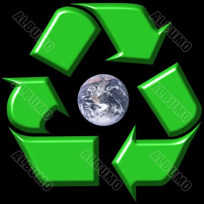 Recycling symbol surrounding earth