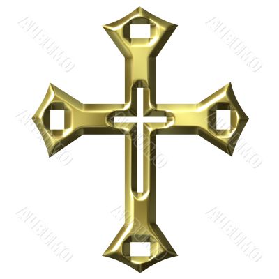 3D Golden Artistic Cross
