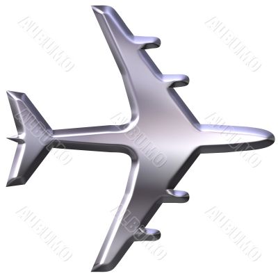 3D Silver Airplane Model