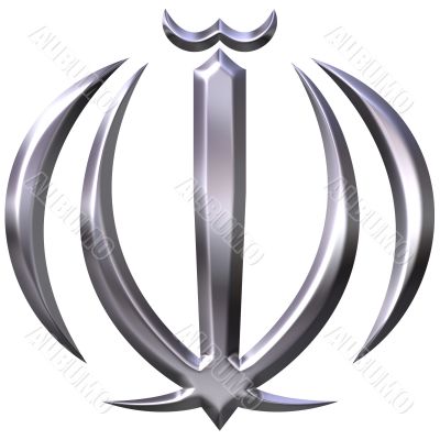 3D Silver Coat of Arms of Iran