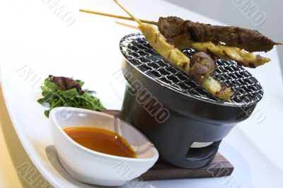 Beef &amp; Chicken Satay with Peanut Sauce