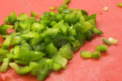 Chopped capsicum aka green peppers Chopped capsicum aka green peppers