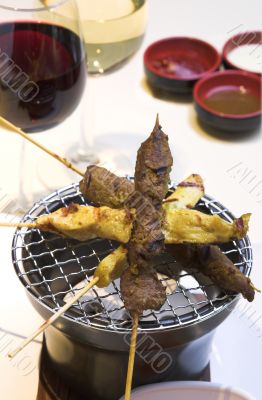 Beef &amp; Chicken Satay with Peanut Sauce