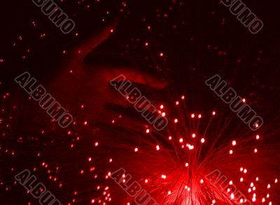 Red hand and fibre optic lights