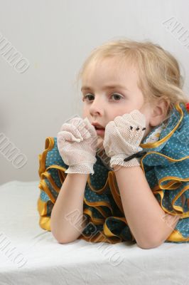 retro girl with gloves
