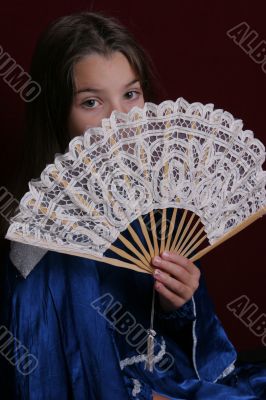 girl with fan girl with fan