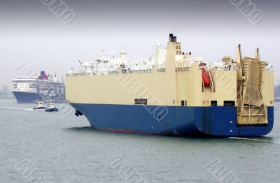 cargo ship coming into docks