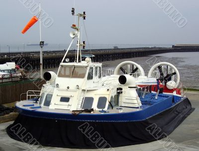 Hover craft at rest on apron