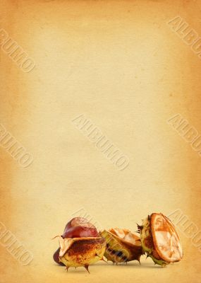 chestnuts against old stained paper