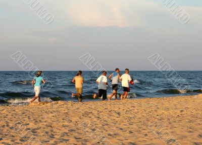 jogging on the beach