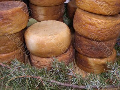 Seasoned Cheese forms in several stacks