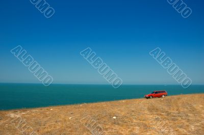 red car on the slope