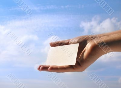 holding blank business card