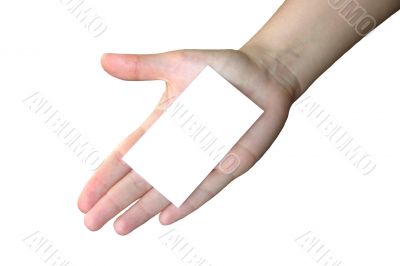 holding blank business card