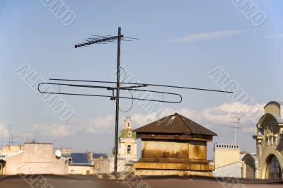 The aerial on a roof