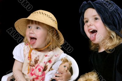 two happy funy little girls